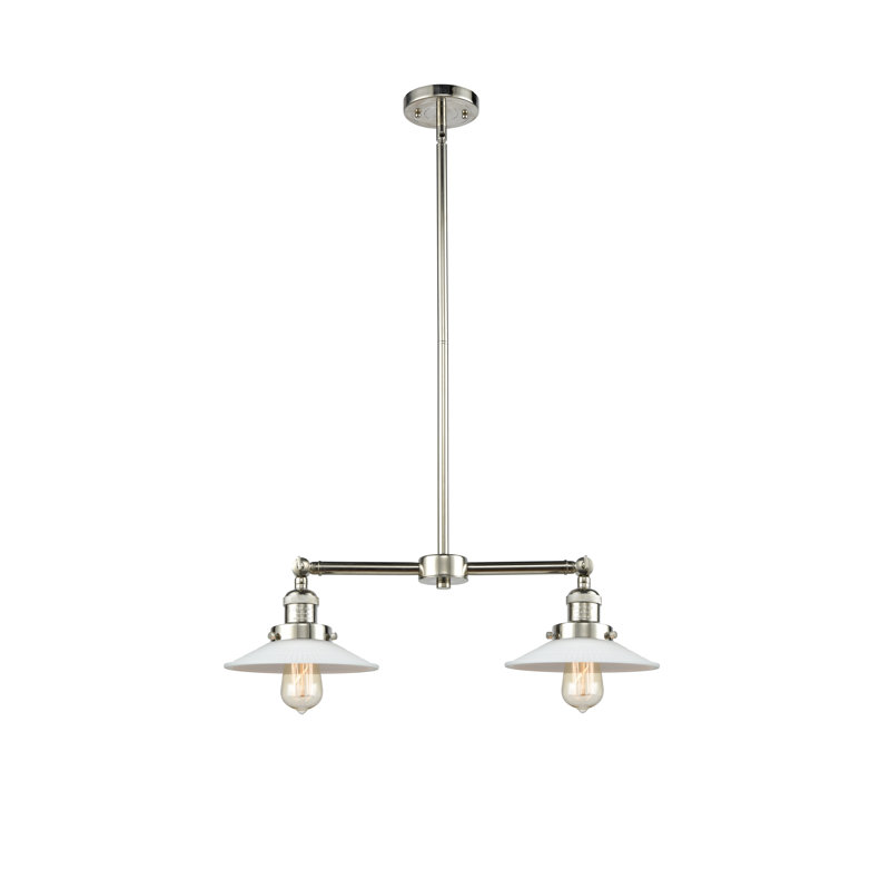 Luminaire suspendu linéaire à 2 lumières pour îlot de cuisine Miramontes, Ampoule non incluse, Nickel poli