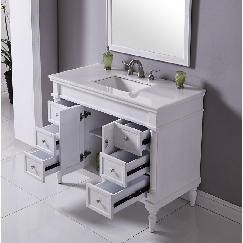 Ensemble de meuble-lavabo simple 42 po Lexington, Blanc antique, Blanc Ivoire