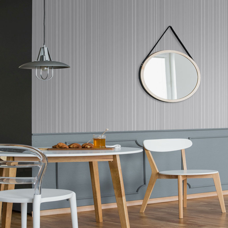 Boutique Metallic Striped Wallpaper, Silver