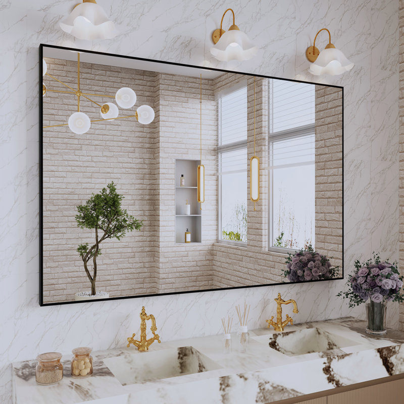 Miroir de salle de bain mural Sartori, Noir, 32 po x 48 po