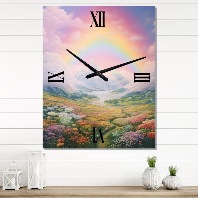 Glorious Rainbows In Paradise Valley I - Horloge murale moderne, Très grand