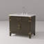 Meuble-lavabo simple en chêne brun 36 po X P 22 po D, plateau en marbre de culture et robinet-117980297