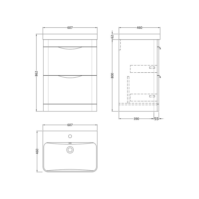 Parade 607 mm Bathroom Vanity, Satin Green