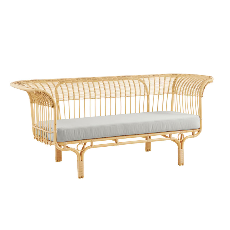 Franco Albini Belladonna Outdoor Sofa, Sailcloth Seagull Geometric Sunbrella® Basketweave, Natural