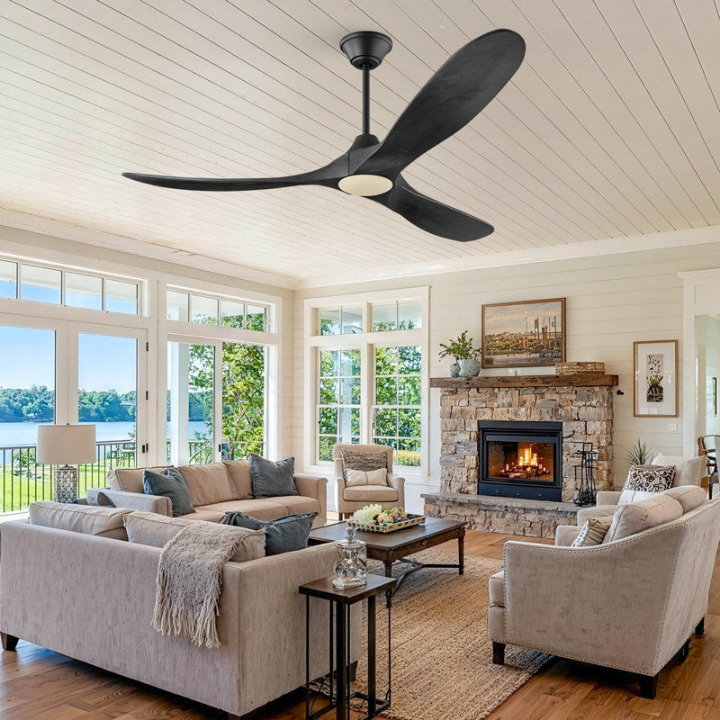 Ceiling Fan With Remote, 132cm Wide, Black