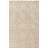 Rectangle Jamie Drake Geometric Hand-Knotted Wool Area Rug in Beige