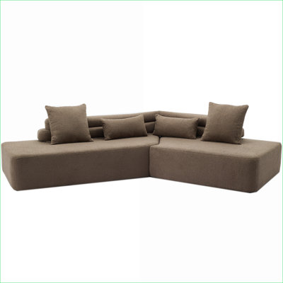 Sectional Sofas | 128" Modern 4-Seater Modular Cloud Couch | No Assembly | Living Room | Walnut Brown | Upholstered