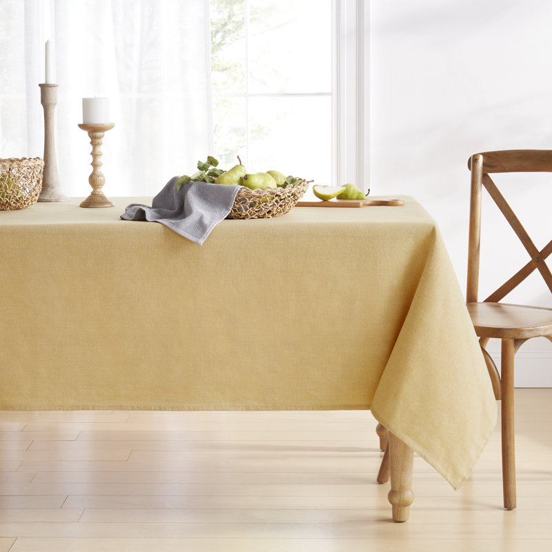 Lauren Ralph Lauren Chambray Modern Farmhouse Tablecloth Single Pack, Yellow, 120" L x 60" W