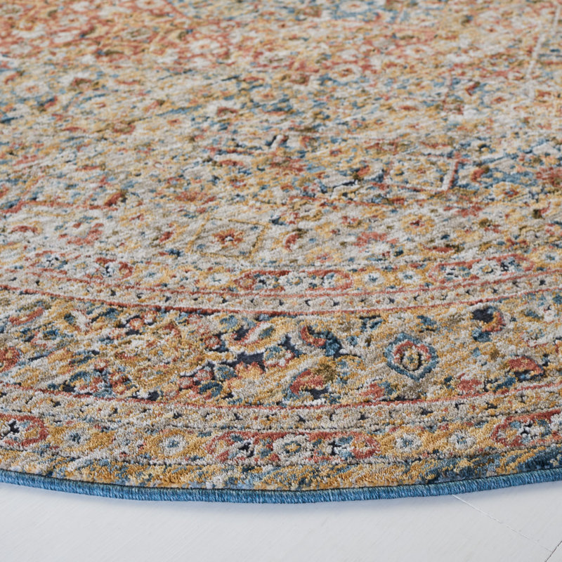 Tapis Silverado 106 bleu / rouille, Rond 6 pi 4 po