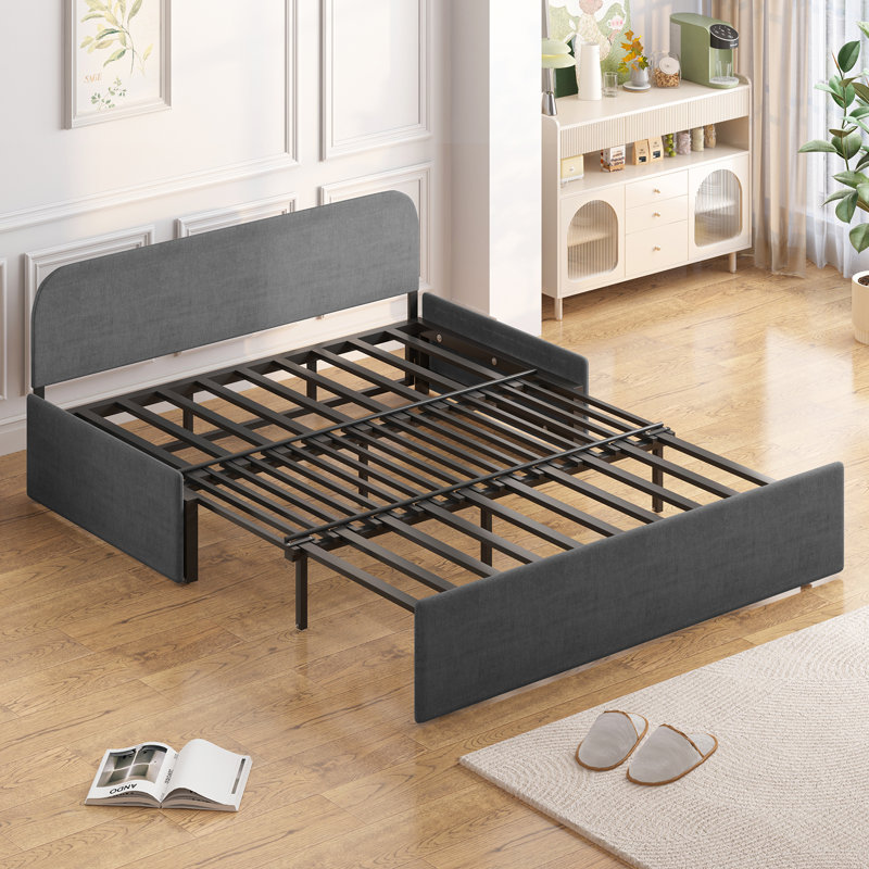 Ebern Designs Pull Out Sofa Bed, 2-in-1 Modern Convertible Sleeper Sofa Couch, Twin Size Linen Revesible Couch Bed With Cushions&throw Pillows For Small Place/apartment/living Room/office