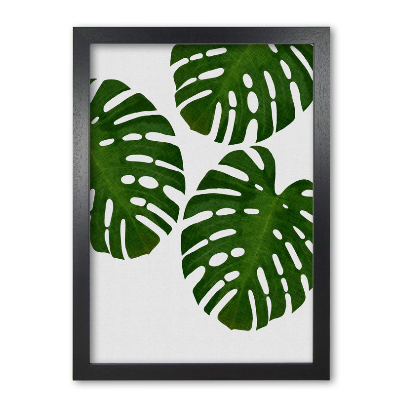 Monstera Leaf III - Print, 85 cm H x 60 cm W x 5 cm D, Black Grain Frame