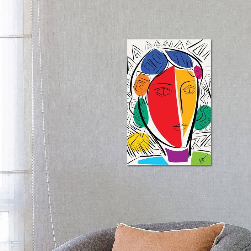 Cubist Multicolor Portrait by Emmanuel Signorino - Wrapped Canvas Print, 66.04 cm H x 45.72 cm W x 3.175 cm D