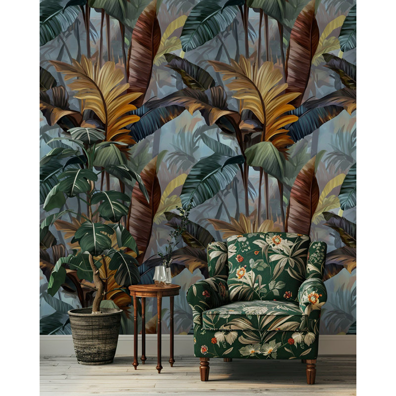 Rouleau de papier peint à feuilles tropicales