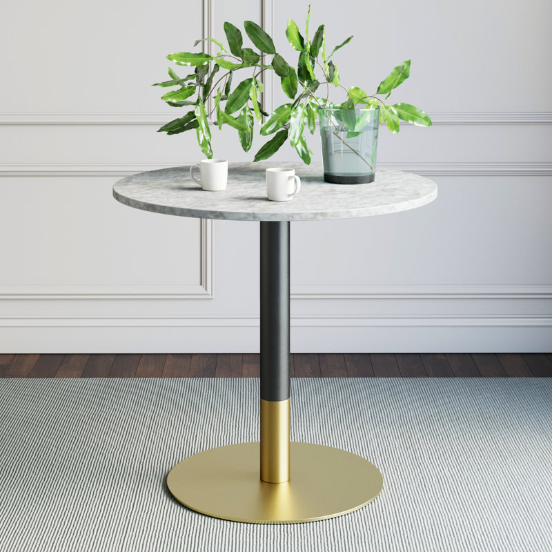 Table de salle à manger à piédestal, Noir / doré