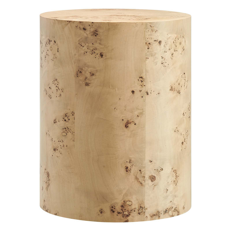 Natural Burl Wood Round Side Table, 16"