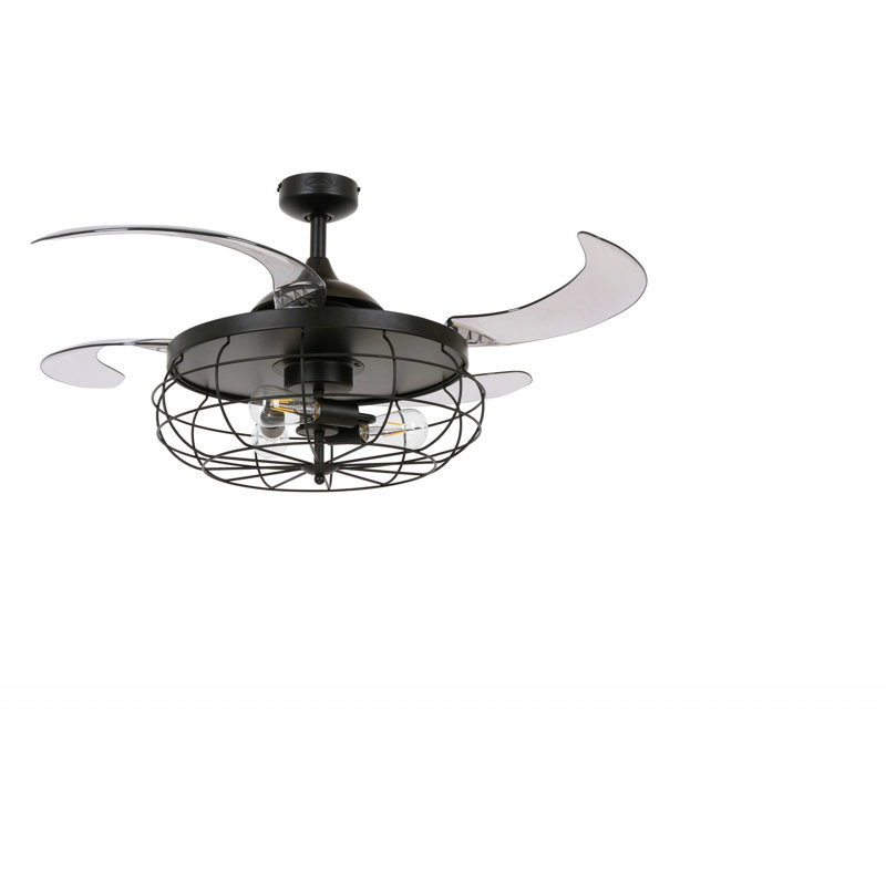 Amabilia 122cm Ceiling Fan with Light Kit, Black with Smoked Blades