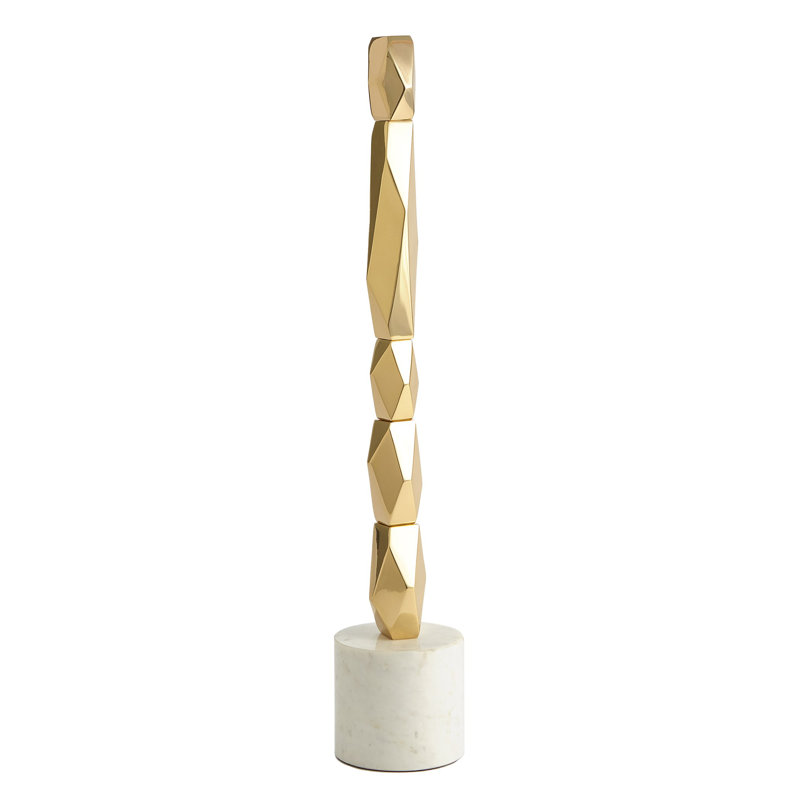 Facet Block Sculpture, 28.75" H x 4.75" W x 4.75" D, Gold