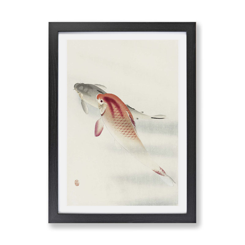Two Carp - Framed Print, 33cm H x 45cm W x 2cm D, Black