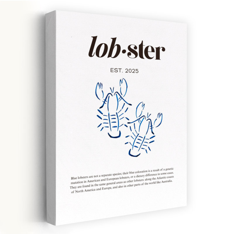 Elegant Blue Lobsters by Elizabeth C - Wrapped Canvas Print, 91.44 cm H x 60.96 cm W