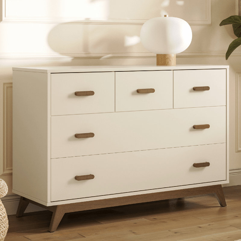 Soho 5-drawer dresser, Almond Milk/Walnut