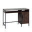 Bureau industriel en noyer foncé avec grande surface de travail et armoire de rangement latérale | Idée de cadeau