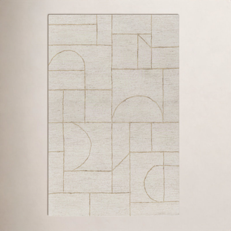 Rectangle Caelob Wool Area Rug, Rectangle 5' x 7'6"