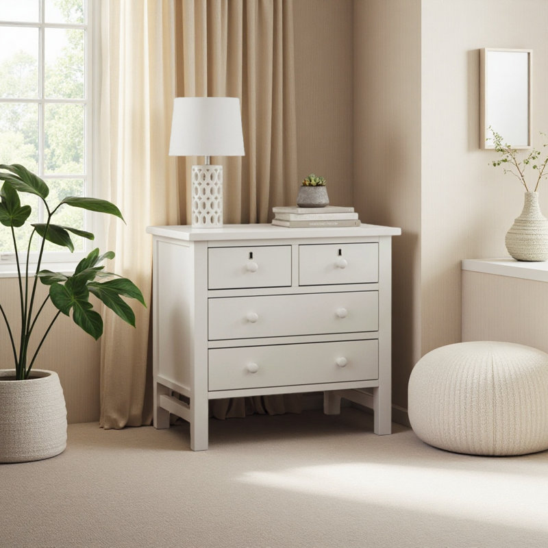 4-Drawer Storage Nightstand, Antique White