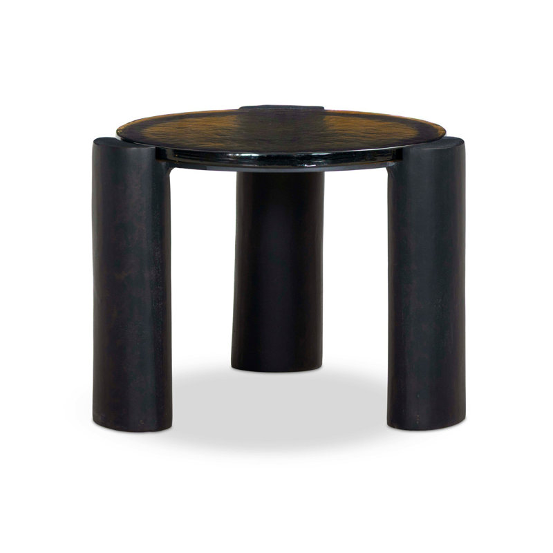 Petite table gigogne Roy - verre coulé ambre, H 18,75 po x l 24,25 po x P 23,75 po