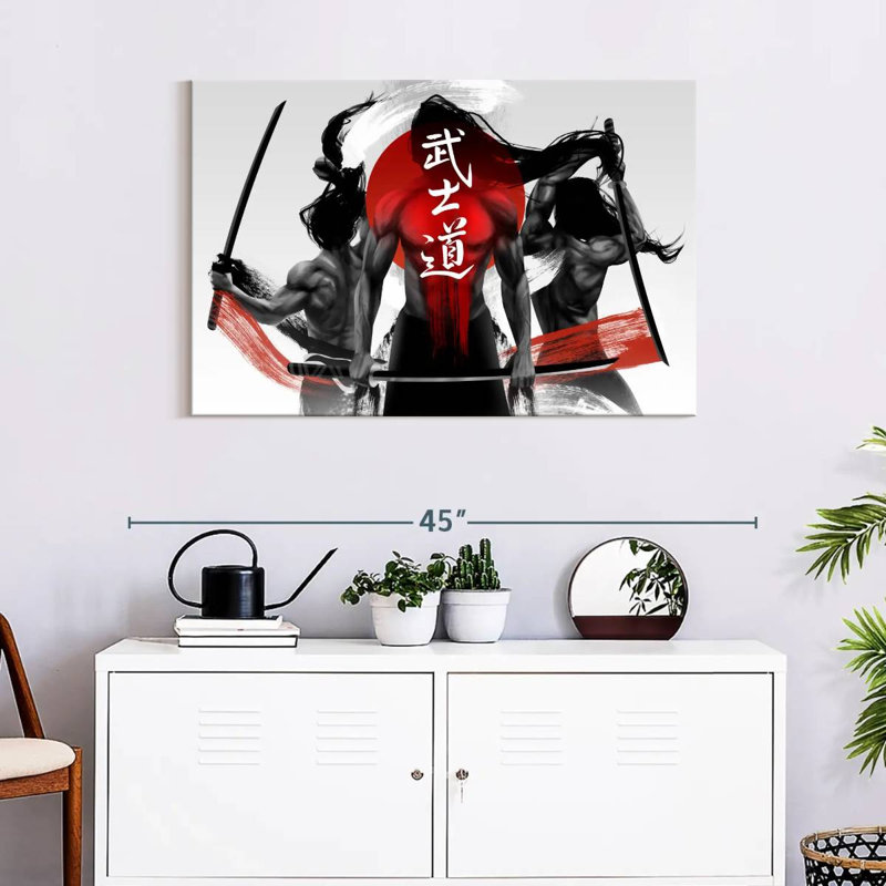 Leisha Three Samurais, 24" H x 36" W