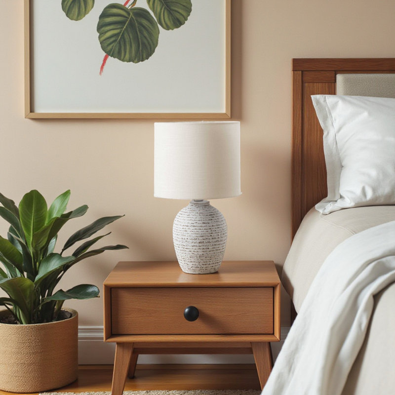 Kaia Standard Metal Ceramic Table Lamp in Ivory, 16.31'' H X 9.39'' W X 9.39'' D