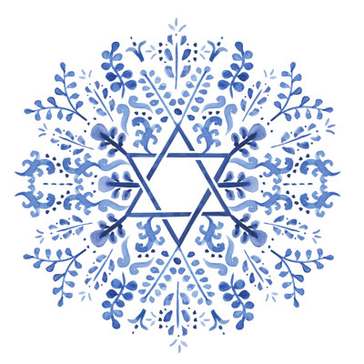 Indigo Hanukkah I by Victoria Borges - Wrapped Canvas Painting