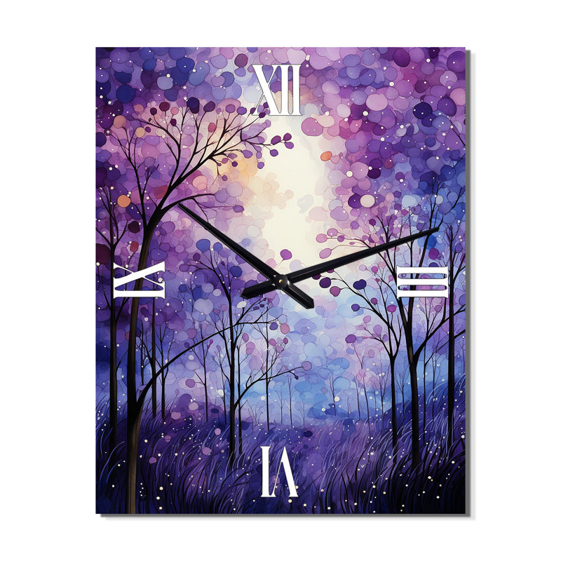 Violet Serenade - Horloge murale forêt surdimensionnée, Très grand