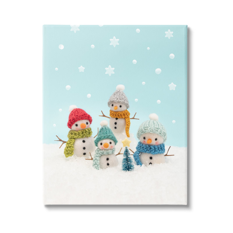 Arbre de Noël Winter Snowmen sur toile, H 20 po x l 16 po x P 1,5 po