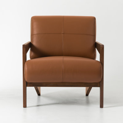 26"Wide Solid Wood Frame Leather Accent Chair