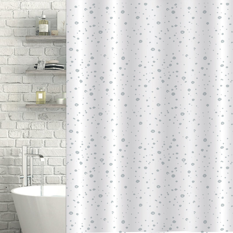 Droplets White Shower Curtain