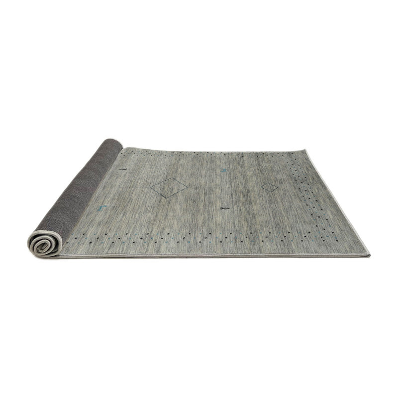 Tapis gris/argenté contemporaine, Rond 5 pi