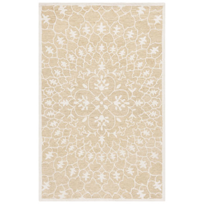 Metro 386 Hand Tufted Wool/Cotton Geometric Rug in Gold/Ivory
