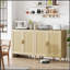 Buffet 70 po en rotin avec tablettes réglables, idéal pour le rangement dans la cuisine, le salon et la salle à manger
