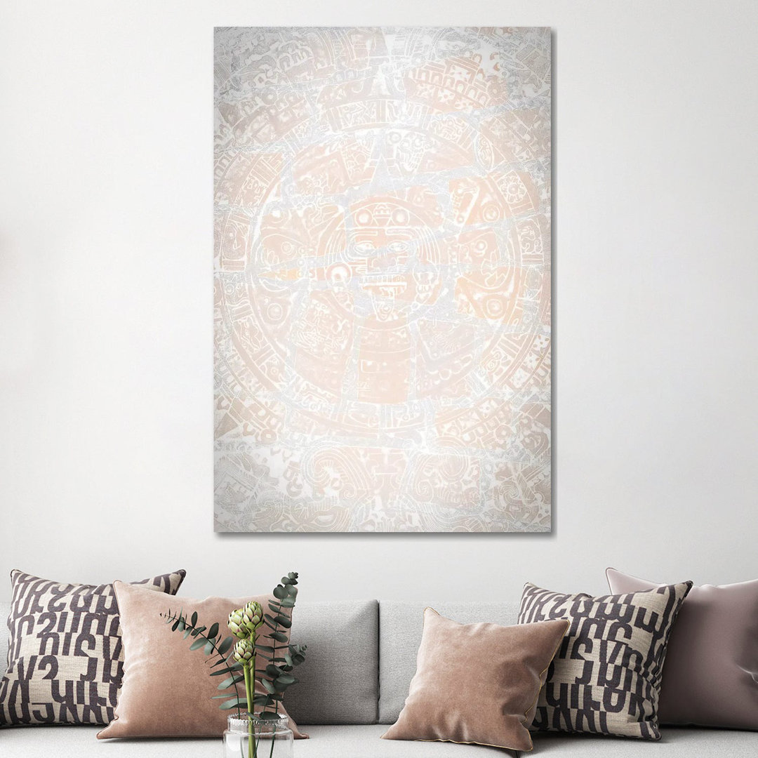 Aztekischer Windgott Weiß von Nik Rave - Wrapped Canvas Giclée