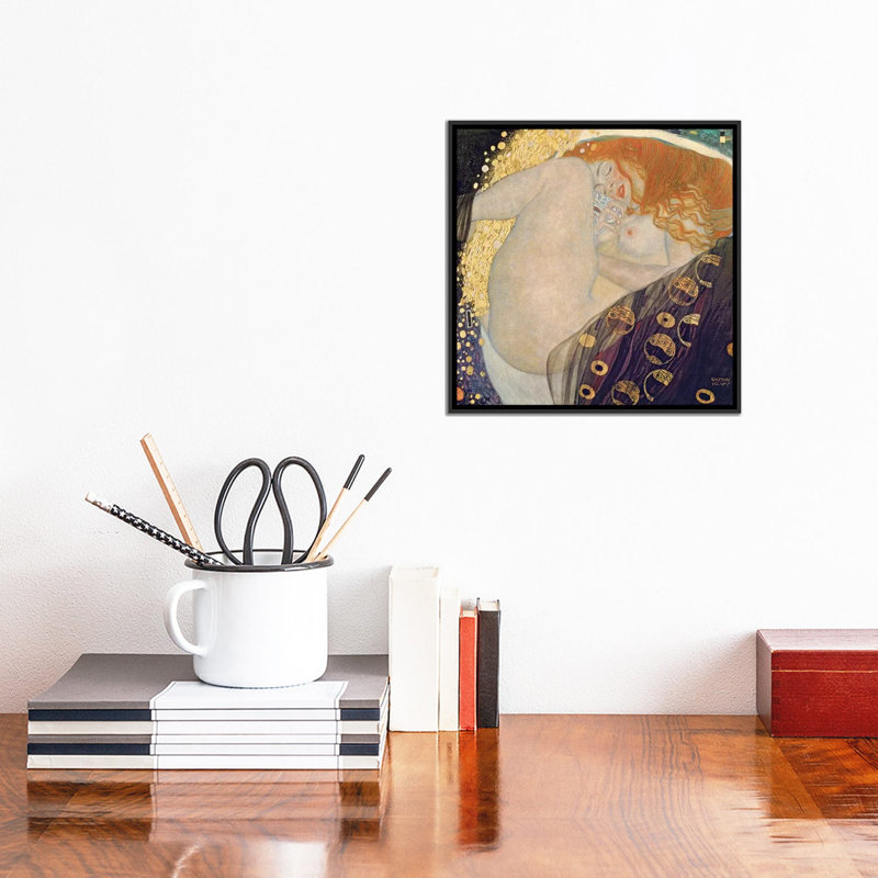 «Danae 1907-200», reproduction sur toile, H 18 po x l 18 po x P 1,5 po, Toile encadrée noire, Pas de tapis