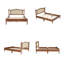 Ensemble de chambre à coucher 2 pièces, lit en bois avec tête de lit en rotin et ensemble de meuble-lavabo en bois avec charge et tabouret-927626289