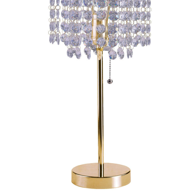 20,25 "lampe de table en métal" Glam Deco "avec finition dorée et accents de cristal, Or