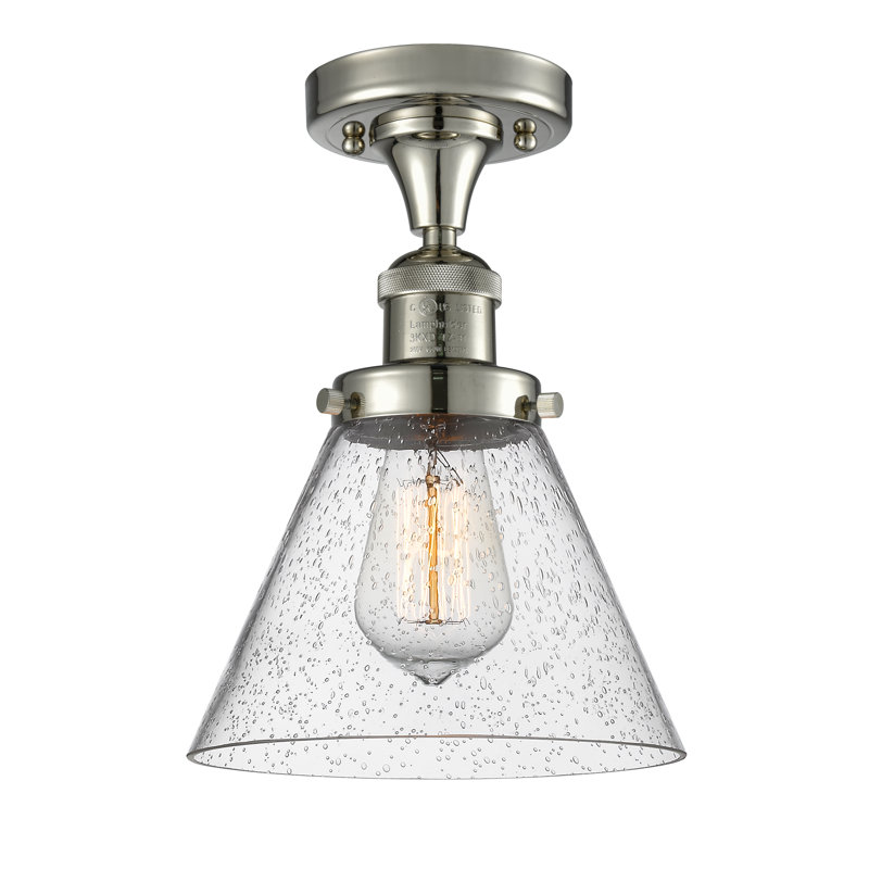 Cone 1 Light Semi-Flush Mount, Polished Nickel, Seedy