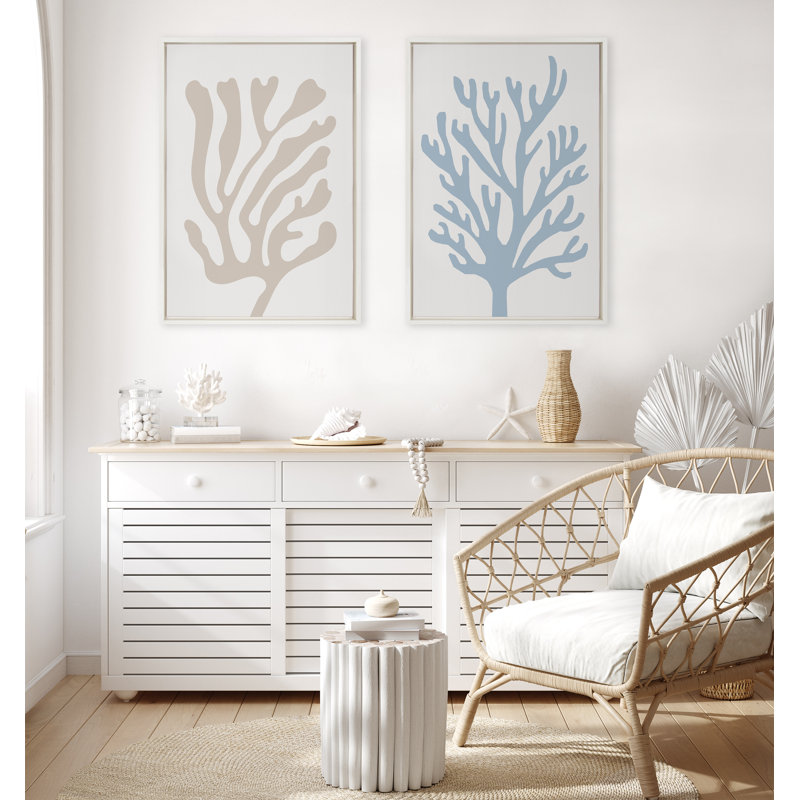 «Abstract Coral Coastal Beige» par The Creative Bunch Studio, reproduction d'art sur toile encadrée, L 33 po x H 23 po