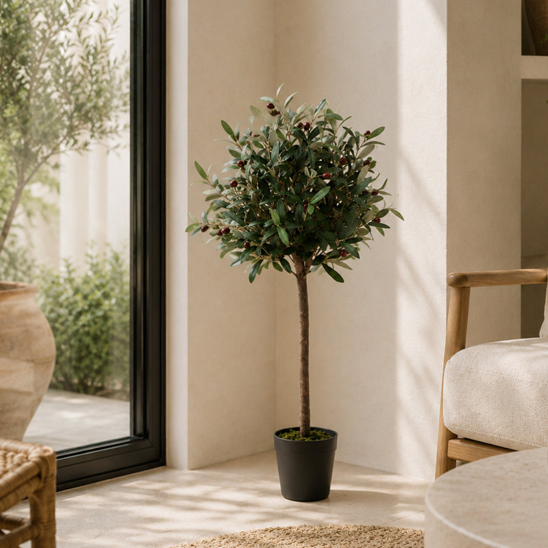 Faux Olive Tree Plant in Pot Liner, 90cm H x 45cm W x 45cm D