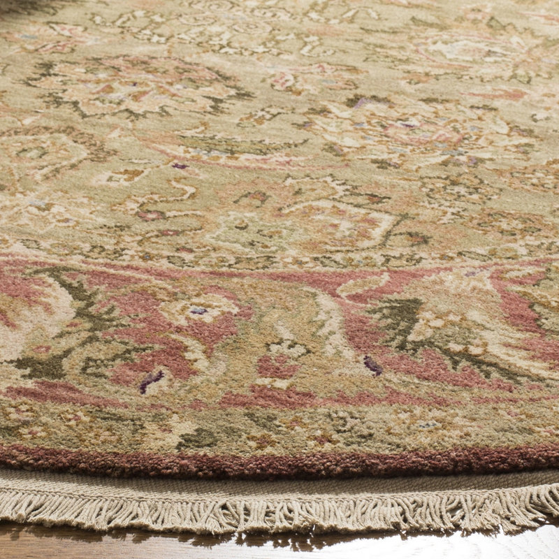 Tapis oriental vert / jaune / rouge Albirda, Rond 6 pi