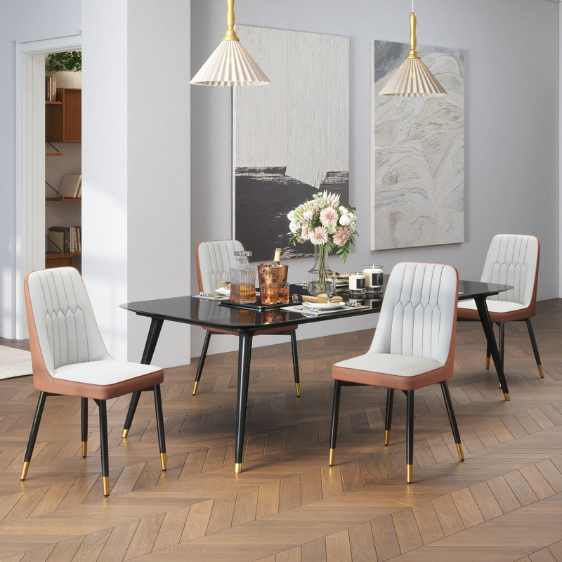 Chaise d'appoint moderne pour salle à manger et salon, 4, Noir
