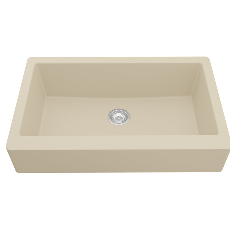 34'' L Single Bowl Quartz Kitchen Sink, Matte Bisque