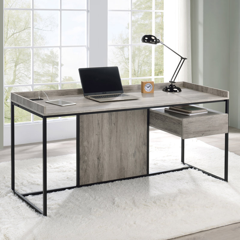 Bureau Lochlan avec prises intégrées, Gris