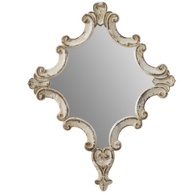 Artistic Office, Bedroom, Living Room, Entryway Mirror Element Piece - 30" X 23.5" White Diamond Construction Decor Wood